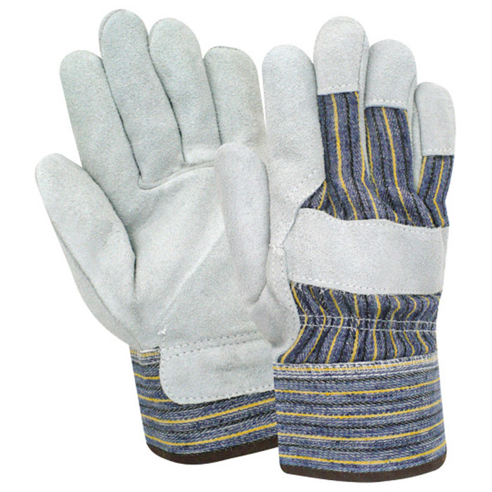 Red Steer 13163 Blue/Gray/White Large Cowhide Suede Leather Driver's Gloves - Wing Thumb - 13163-L