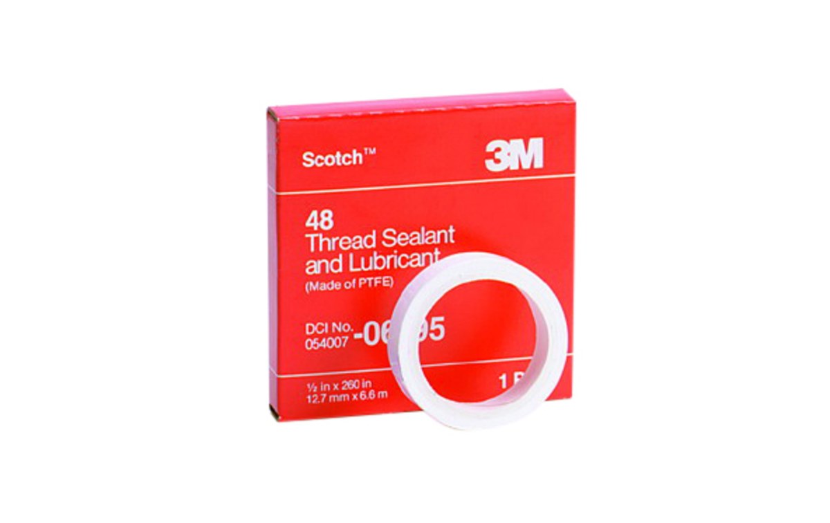 3M Scotch 48 White Thread Sealant Tape - 1/2 in Width x 1296 in Length - 3 mil Thick - 27571