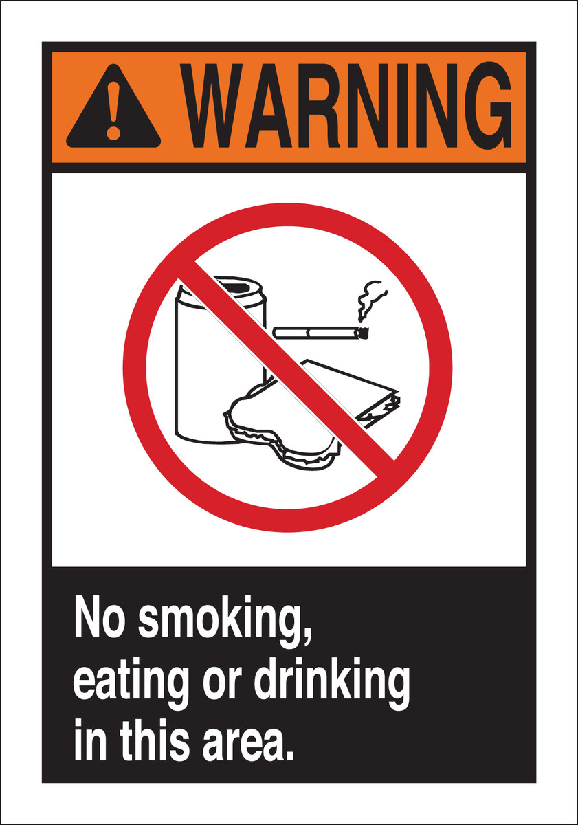 Brady B-120 Fiberglass Reinforced Polyester Rectangle White Food, Beverage & Smoking Sign - 10 in Width x 14 in Height - 45028