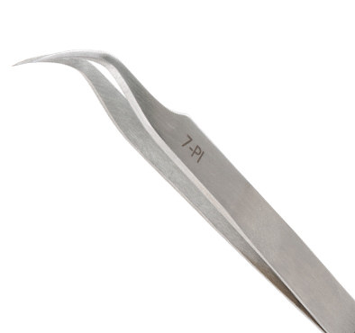 Excelta Two Star Utility Tweezers - Curved Tapered Very Fine Point Tip - 4 1/2 in Length - 7-PI