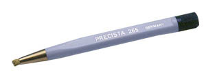 Excelta Two Star Retractable Tip Brush - 4 3/4 in Length - 1/8 in Wide - Plastic Handle - Brass, Scratch-Resistant Bristle - 265