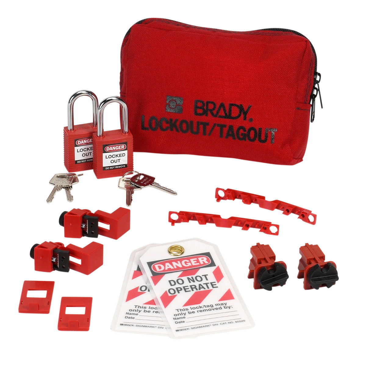 Brady 99302 Black on Red Nylon Lockout/Tagout Kit - 2 in Depth - 4.75 in Height - 754476-99302
