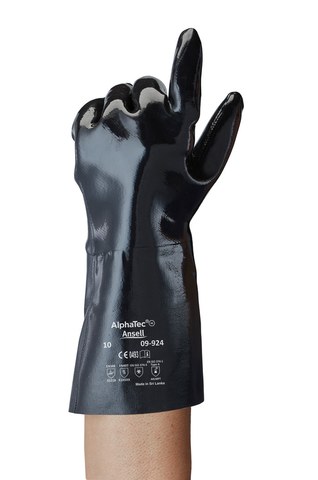 Ansell Neox 9-924 Black 10 Chemical-Resistant Glove - 14 in Length - Smooth Finish - 213290