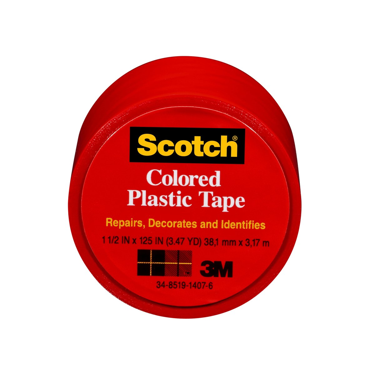 3M Scotch 191RD Red Colored Plastic Tape - 1 1/2 in Width x 125 in Length - 00015