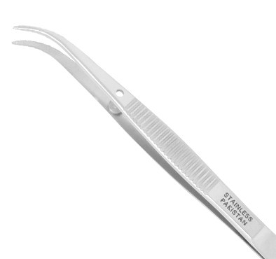 Excelta One Star Utility Tweezers - Stainless Steel Curved Medium Point Tip - 4 1/2 in Length - 24A-S-SE