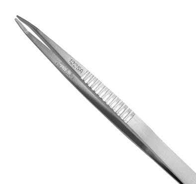 Excelta Three Star Utility Tweezers - Stainless Steel SMD Straight Flat Tip - 4 1/2 in Length - 122-SA