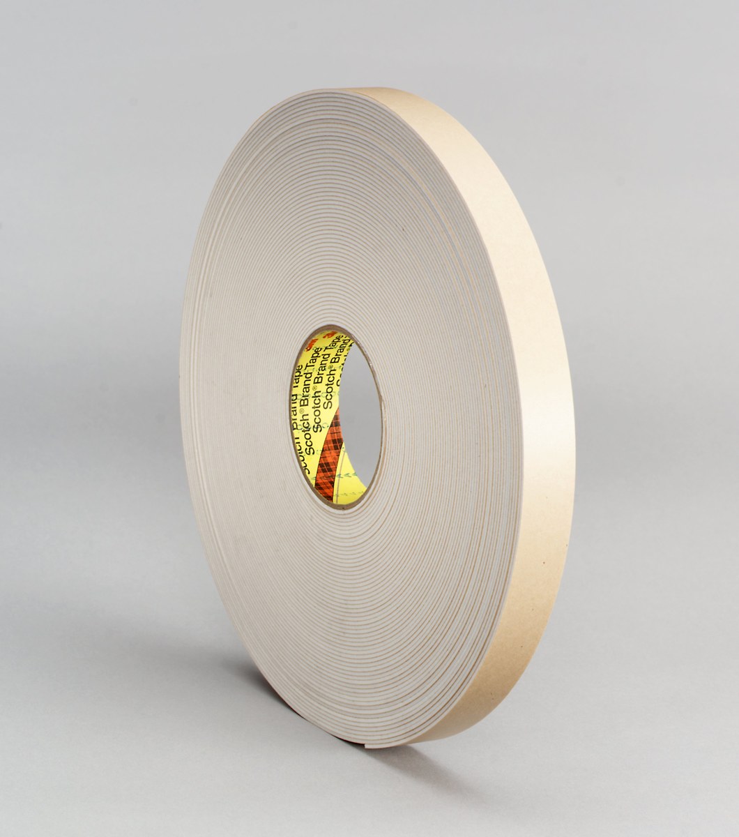 3M 4496B White Double Coated Foam Tape - 3/4 in Width x 36 yd Length - 1/16 in Thick - 24307