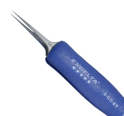 Excelta Five Star Ergonomic Utility Tweezers - Straight Tapered Ultra Fine Point Tip - 0.002 in Tip Width - 4 3/4 in Length - 0.001 in Thick - 5-CO-ET