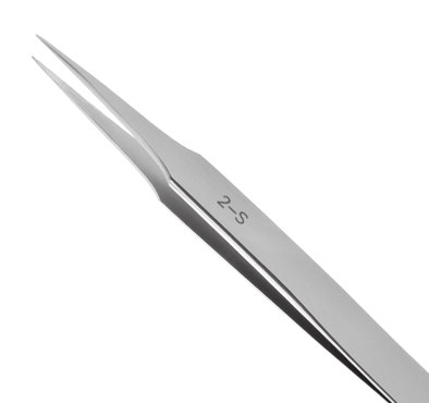 Excelta Two Star Utility Tweezers - Stainless Steel Straight Tapered Fine Point Tip - 0.02 in Tip Width - 4 3/4 in Length - 0.01 in Thick - 2-S