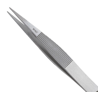 Excelta Three Star Utility Tweezers - Straight Medium Point Tip - 0.02 in Tip Width - 3 1/3 in Length - 0.01 in Thick - M-AC