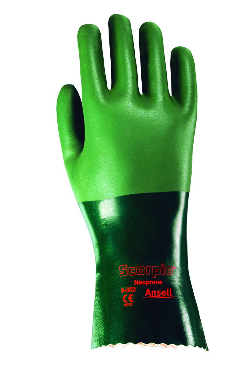 Ansell Scorpio 8-352 Green 10 Chemical-Resistant Glove - 12 in Length - Rough Finish - 212513