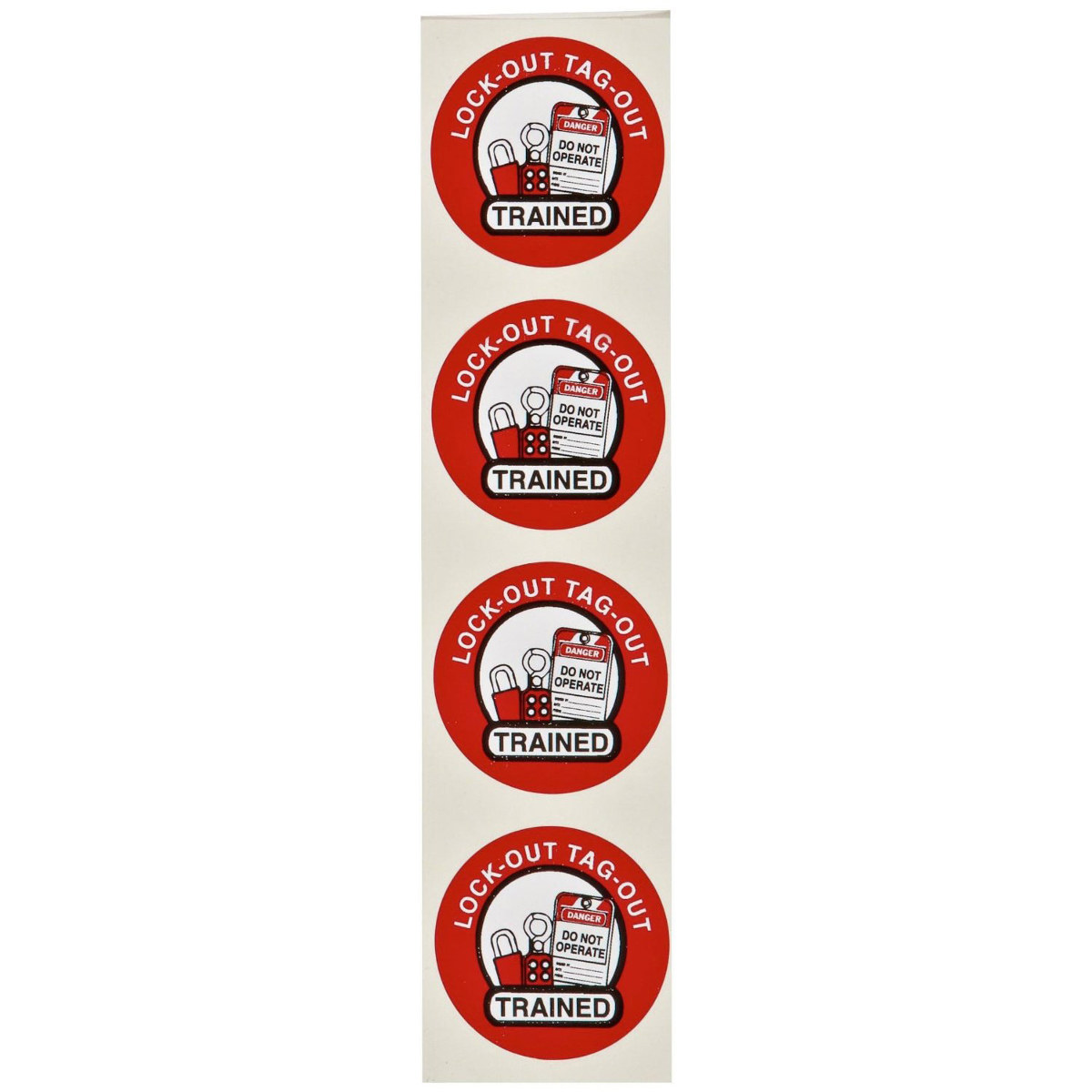 Brady 42248 Black / Red on White Circle Vinyl Hard Hat Label - B-946