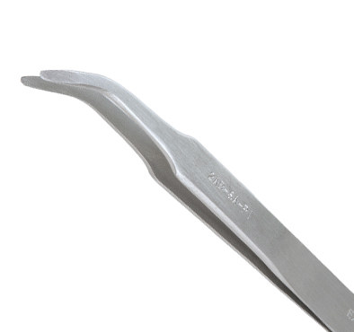 Excelta Two Star Utility Tweezers - Stainless Steel Curved Tapered Flat Point Tip - 4 1/2 in Length - 2AB-SA-PI