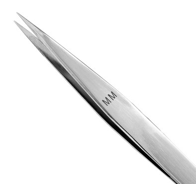 Excelta Three Star Utility Tweezers - Straight Strong Point Tip - 0.02 in Tip Width - 5 in Length - 0.02 in Thick - MM