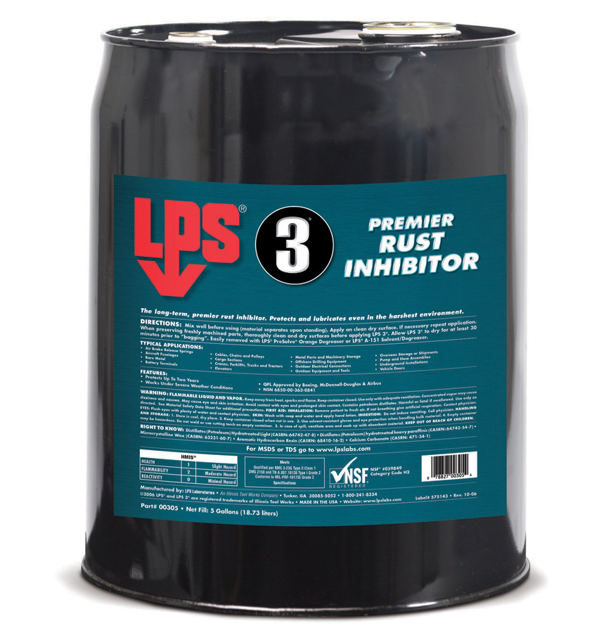 LPS LPS 3 31286 Brown Corrosion & Rush Inhibitor Liquid 5 gal Pail 00305, distributed by R.S