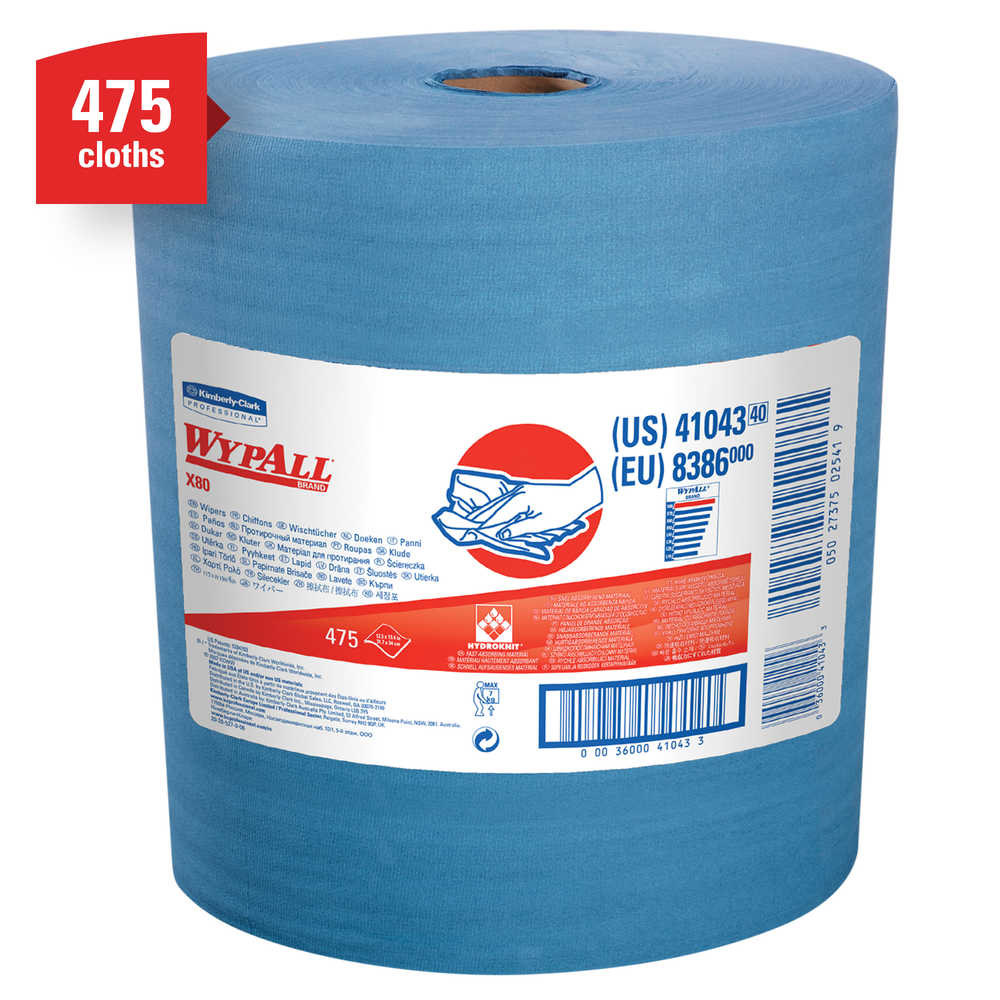 Kimberly Clark Wypall X80 Wiper 41043 Hydroknit 12 5 In X 13 4