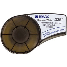 Brady Permasleeve M21-187-C-342 Printer Label Cartridge - 0.335 in x 7 ft - Polyolefin - Black on White - B-342 - 89994