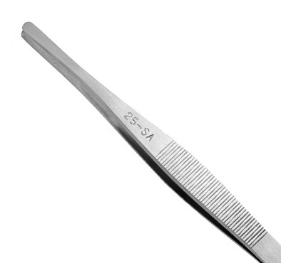 Excelta Three Star Utility Tweezers - Stainless Steel Straight Flat Tip - 0.14 in Tip Width - 4 3/4 in Length - 0.02 in Thick - 25-SA