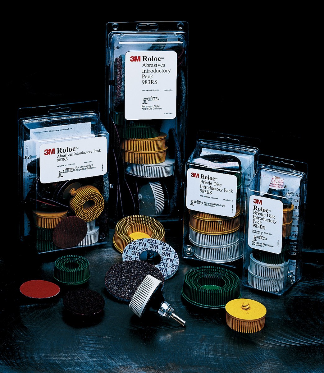 3M Roloc 983BS Abrasive Brush Set - Coarse, Medium, Fine Grade(s) Included - Quick Change Attachment - 18697