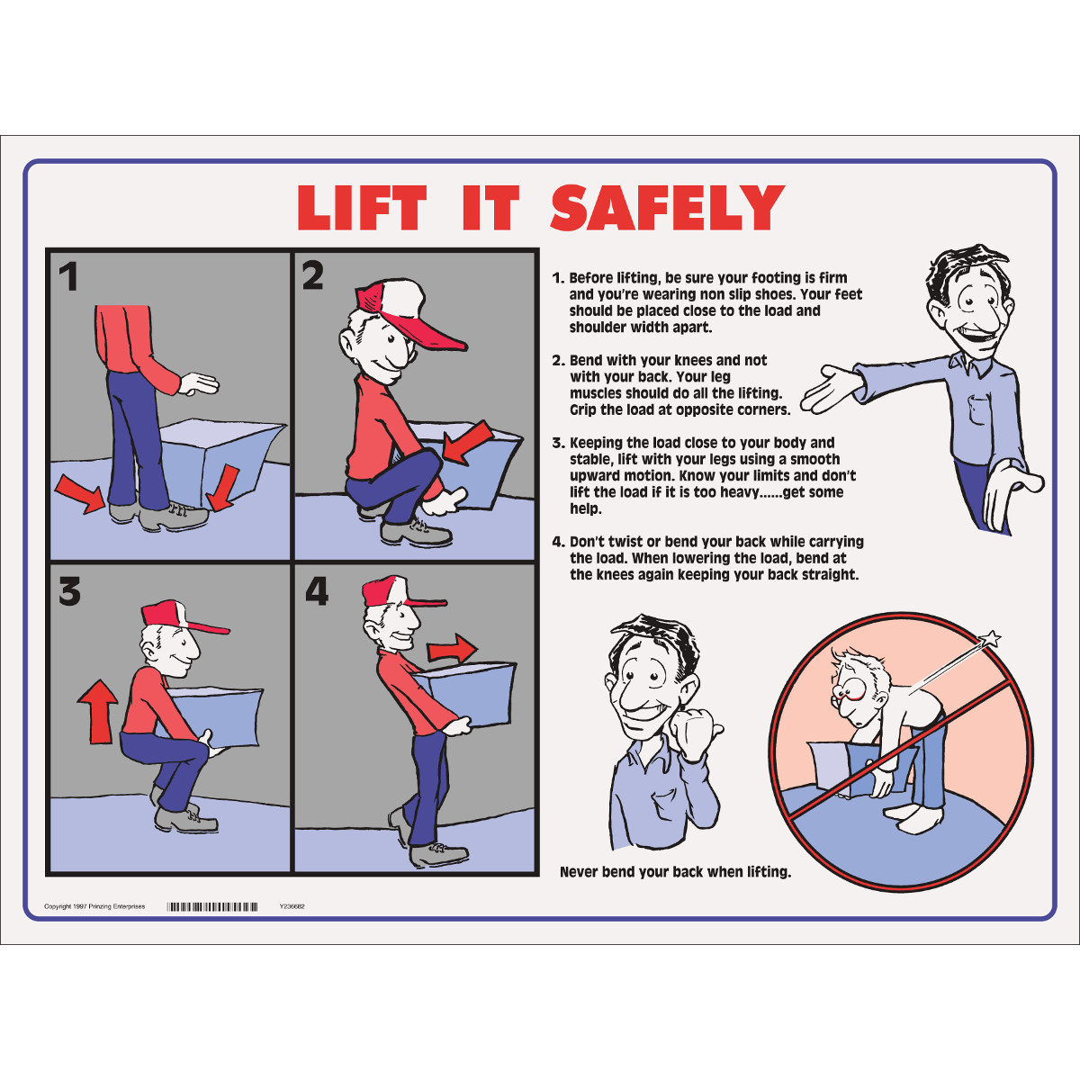 Brady Prinzing Paper Rectangle White Safe Lifting Sign - 24 in Width x 18 in Height - Laminated - BLSP