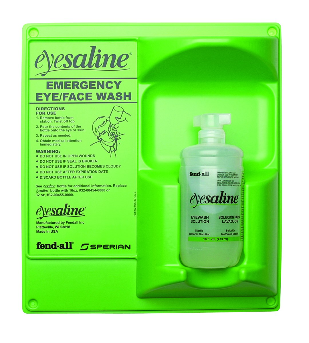 Honeywell Eyesaline Mounted Eyewash Station 320004600000, 16 oz, Wall