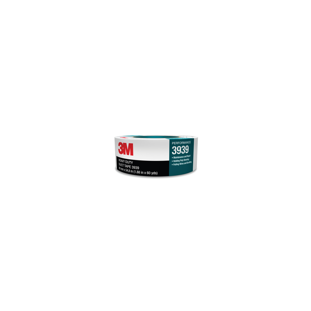 3M 3939 Silver Duct Tape - 48 mm Width x 60 yd Length - 9 mil Thick - 06975