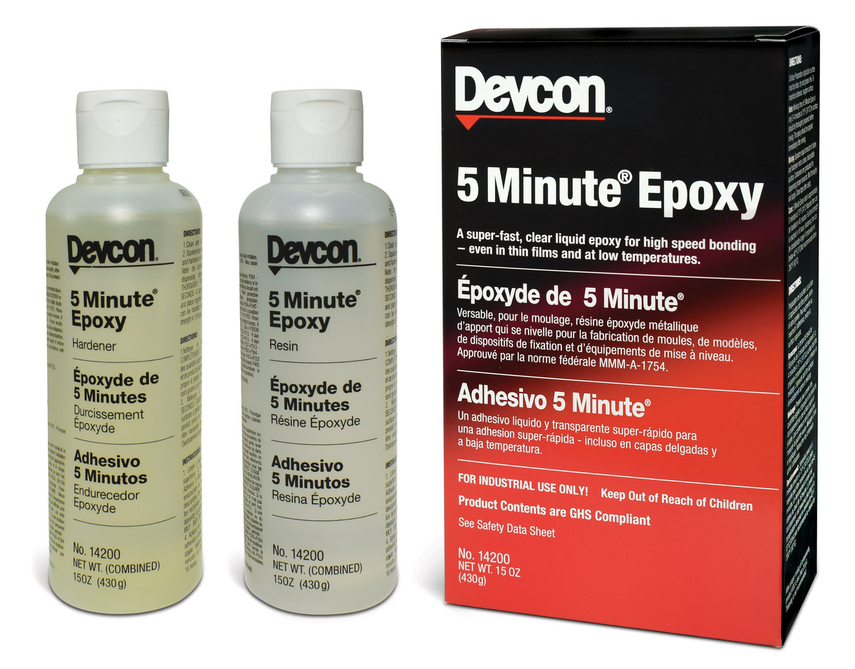 Devcon 5 Minute Amber Two-Part Epoxy Adhesive - Base & Accelerator (B/A) - 15 oz Kit - 14200