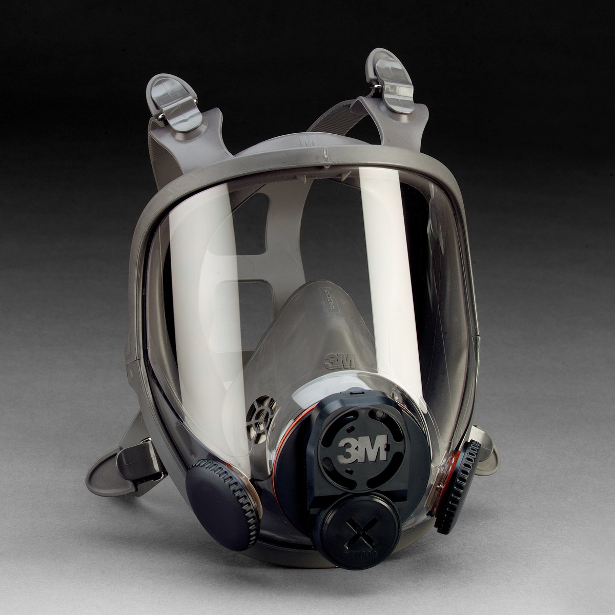 3M 6000DIN Series 68000DIN Gray Medium Silicone/Thermoplastic Elastomer Full Mask Facepiece Respirator - DIN & Threaded Connection - 051138-76702