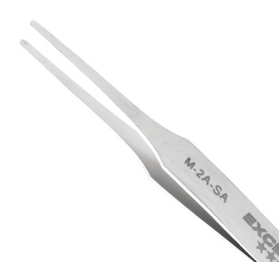Excelta Three Star Utility Tweezers - Stainless Steel Straight Tapered Flat Point Tip - 0.05 in Tip Width - 2 3/4 in Length - 0.01 in Thick - M-2A-SA