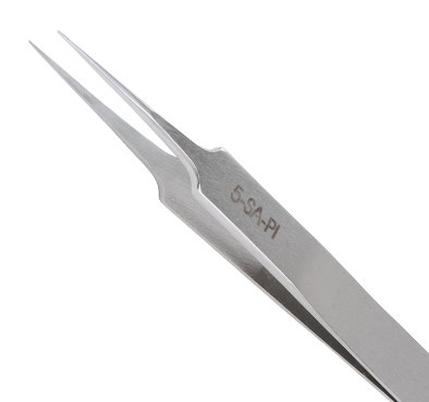 Excelta Two Star Utility Tweezers - Stainless Steel Straight Tapered Ultra Fine Point Tip - 4 1/4 in Length - 5-SA-PI