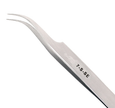 Excelta One Star Utility Tweezers - Stainless Steel Curved Tapered Very Fine Point Tip - 4 1/2 in Length - 7-S-SE