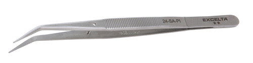 Excelta Two Star Utility Tweezers - Stainless Steel Angled Broad Tip - 6 in Length - 24-SA-PI
