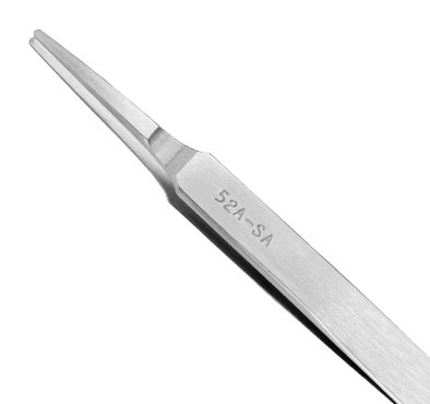 Excelta Three Star Utility Tweezers - Stainless Steel Straight Tapered Flat Tip - 0.06 in Tip Width - 4 3/4 in Length - 0.01 in Thick - 52A-SA