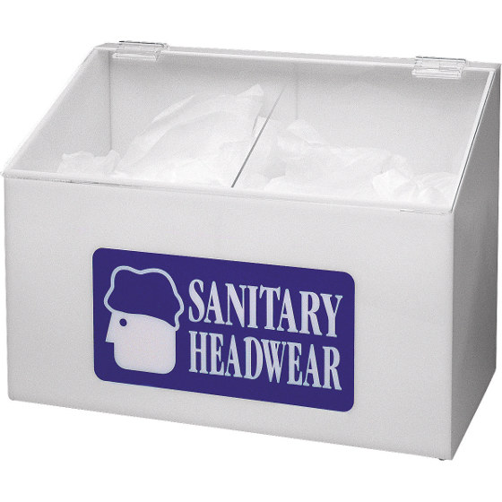 Brady Blue on White Sanitary Headwear Dispenser - Tabletop - 15 3/8 in Width - 11 1/2 in Height - 754476-45689