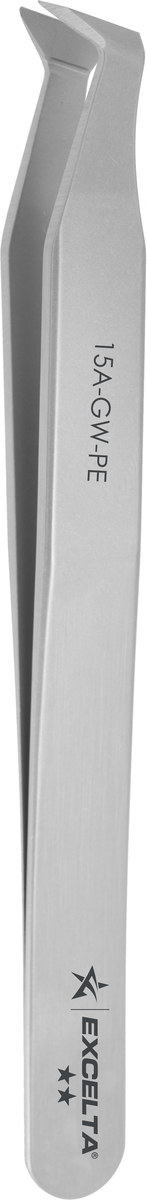 Excelta Two Star Tweezers - Carbon Steel Angulated Tip - 4.5 in (112.5 mm) Length - 15A-GW-PI