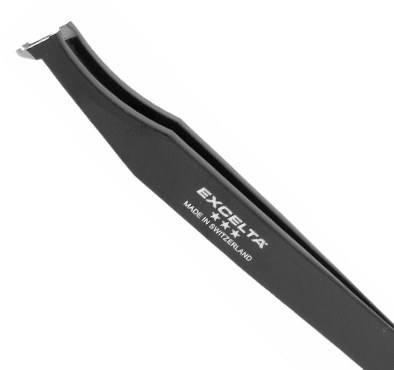 Excelta Two Star Stripping Tweezers - Angulated Tip - 4 1/2 in Length - 15A-ST-PE