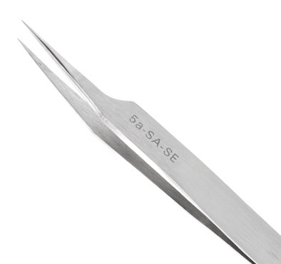 Excelta One Star Utility Tweezers - Stainless Steel Offset Tapered Ultra Fine Point Tip - 4 1/2 in Length - 5A-SA-SE