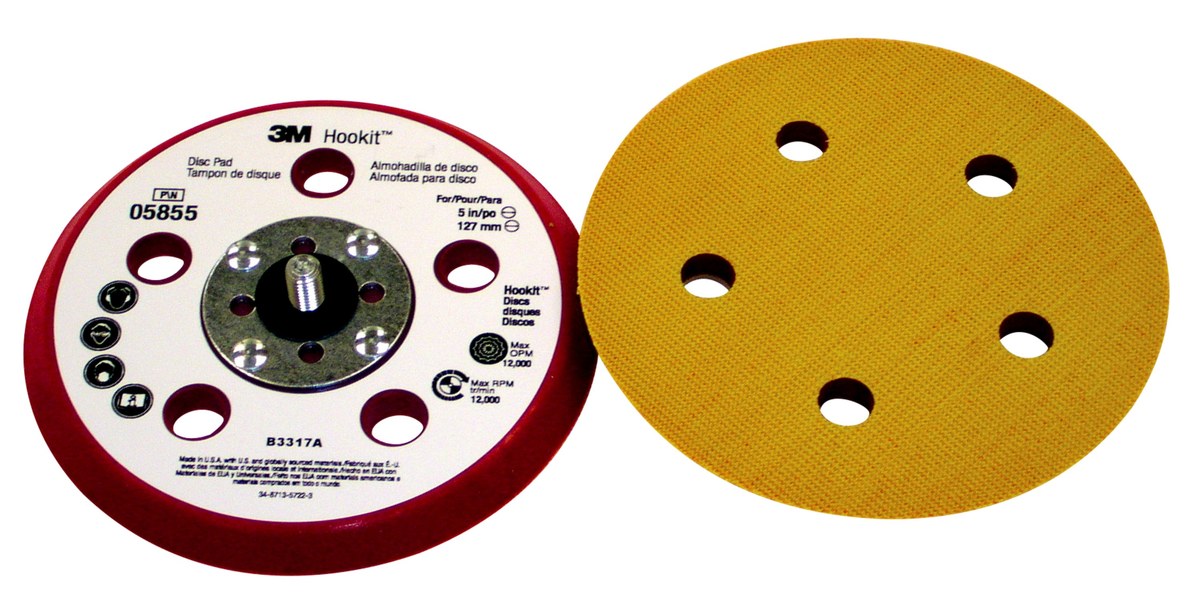 3M Hookit Disc Pad - Hook & Loop Attachment - 5 in Diameter - 05855