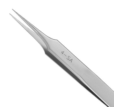 Excelta Three Star Utility Tweezers - Stainless Steel Straight Tapered Ultra Fine Point Tip - 0.01 in Tip Width - 4 1/4 in Length - 0.01 in Thick - 4-SA