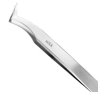 Excelta Three Star Utility Tweezers - Stainless Steel Angled Flat Sharp Point Tip - 0.01 in Tip Width - 4 1/2 in Length - 0.01 in Thick - 6-SA