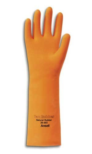 Ansell Tan Rubber 26-665 Orange 11 Chemical-Resistant Gloves - 13 in Length - 18 mil Thick - 115608