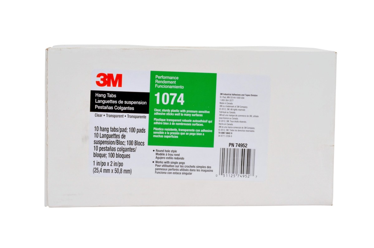 3M Scotchpad 1074 Hang Tab - 1 in x 2 in - Clear - 62225
