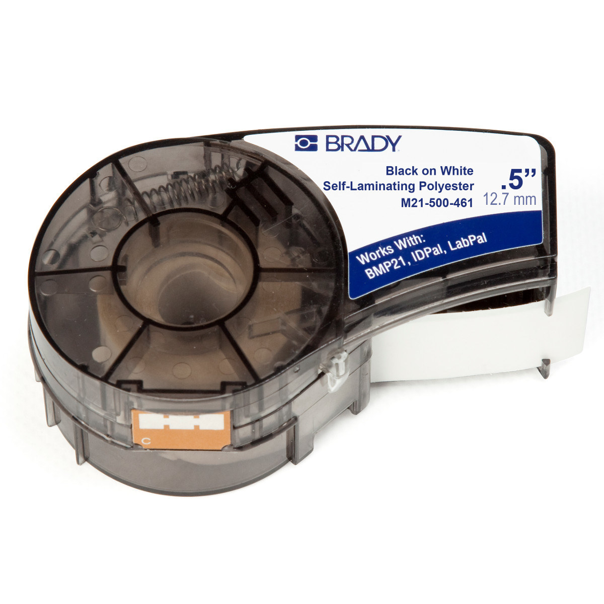 Brady M21-500-461 Printer Label Cartridge - 1/2 in x 21 ft - Polyester - Black on White - B-461 - 90002