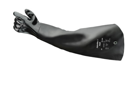 Ansell AlphaTec 9-430 Black 10 Chemical-Resistant Glove - ANSI A2 Cut Resistance - Neoprene Full Coverage Coating - 31 1/2 in Length - Smooth Finish - 9430100