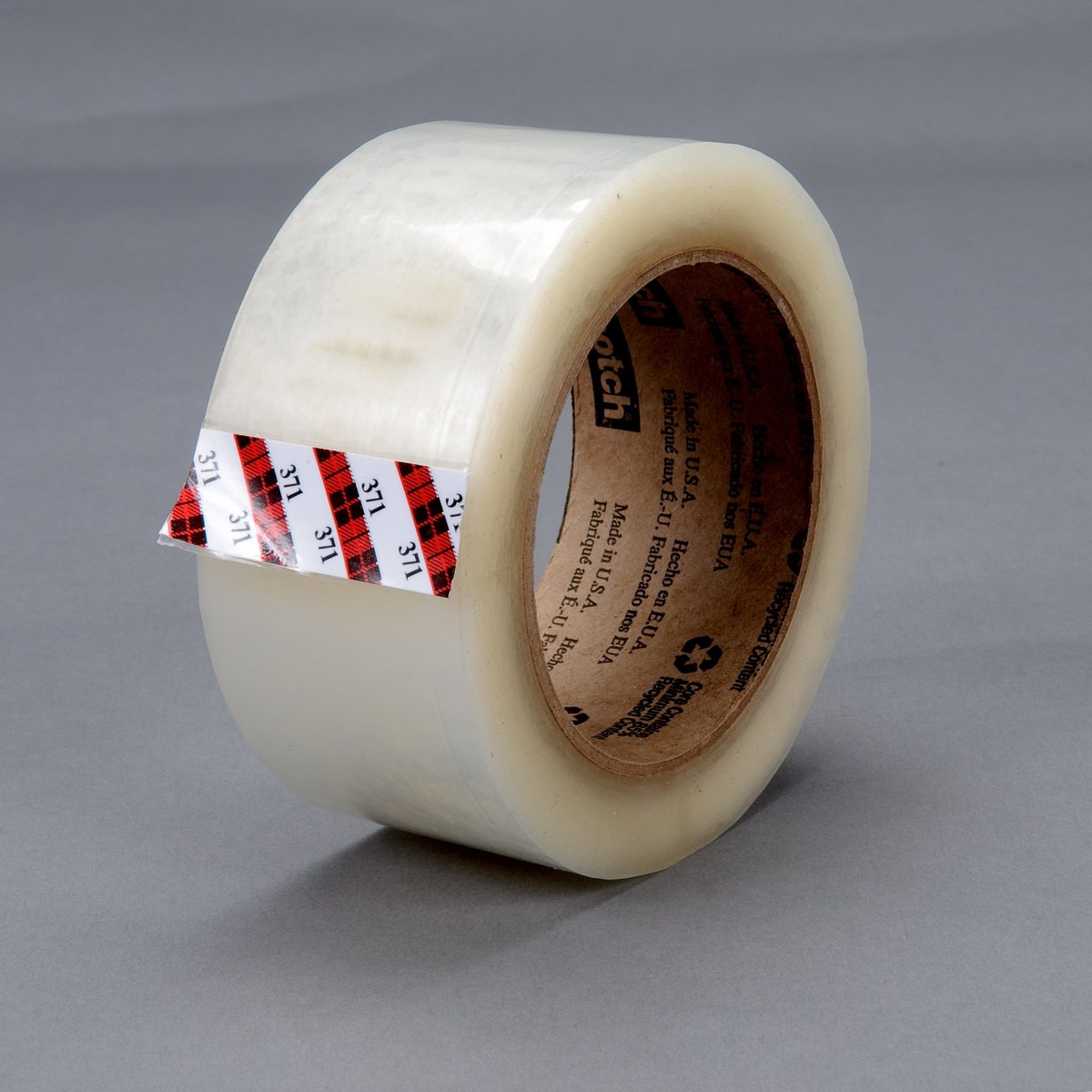 3M Scotch 371 Clear Box Sealing Tape, 48 mm Width x 100 m Length, 1.8 mil Thick