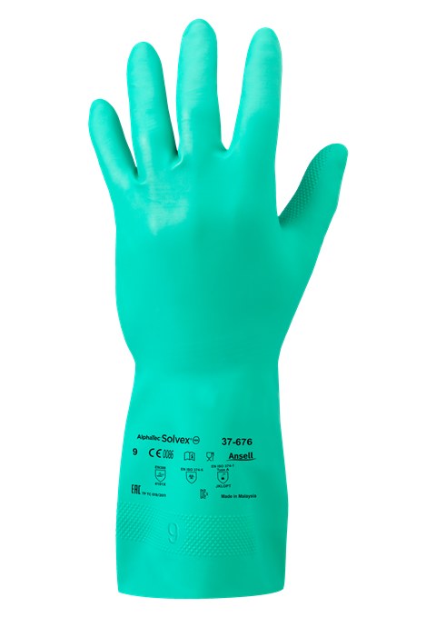 Ansell AlphaTec Solvex 37-676 Green 7 Unsupported Chemical-Resistant Gloves - 13 in Length - 15 mil Thick - 117721