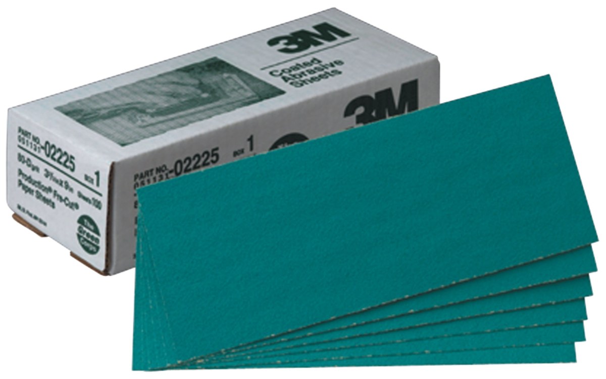 3M Green Corps 246U Sand Paper Sheet 02225 - 3 2/3 in x 9 in - Aluminum Oxide - 80 - Medium