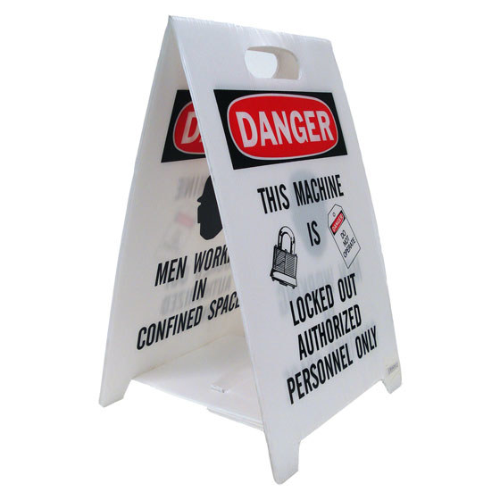 Brady B-836 Polypropylene Rectangle White Floor Stand Sign - 12 in Width x 20 in Height - 92289