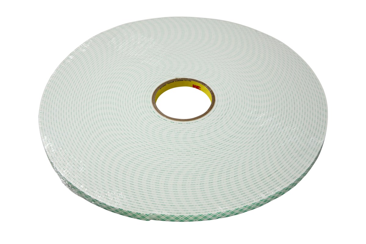 3M 7010369073 Off-White Double Sided Foam Tape - 1/4 in Width x 18 yd Length - 1/4 in Thick - 03391