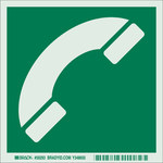image of Brady Bradyglo B-324 Polyester Square Green Phone Location Sign - 6 in Width x 6 in Height - Glow in the Dark - 59293